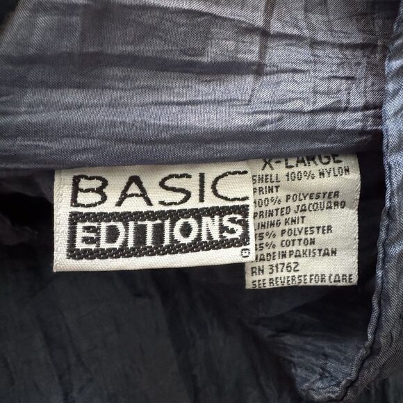 Vintage 80s Windbreaker Basic Editions Women Size L Floral Jacquard Lining Retro - Picture 3 of 11